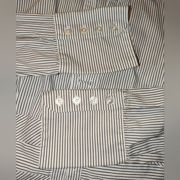 Unique details! Etcetera black & white striped dressy shirt - Size 14 - Picture 5 of 10